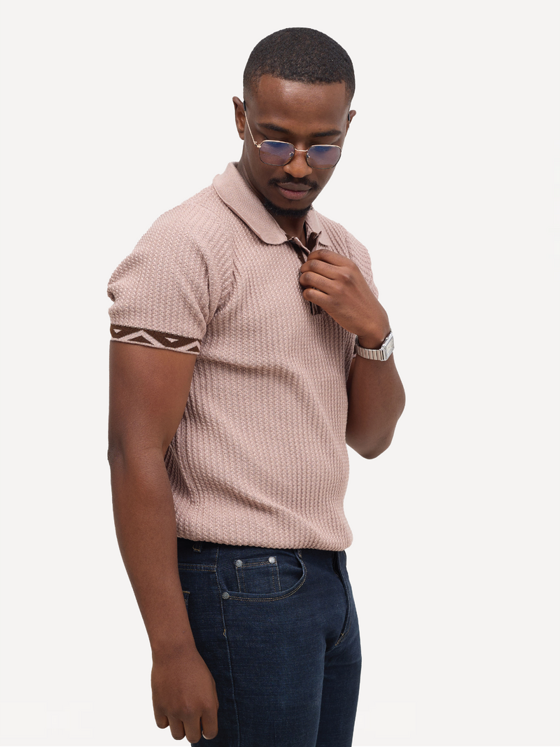 Kali KnitWear Polos: Dusty Pink & Brown