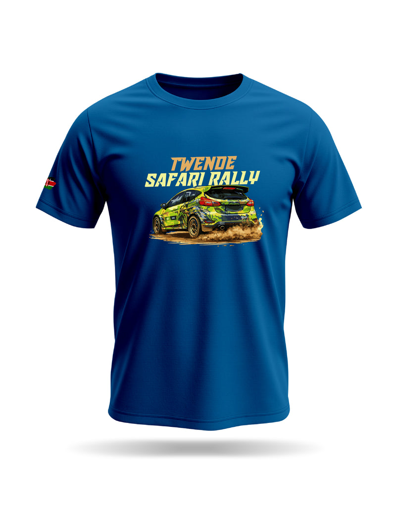 Kali Graphic Ts: Petrol Blue with Twende Safari Rally