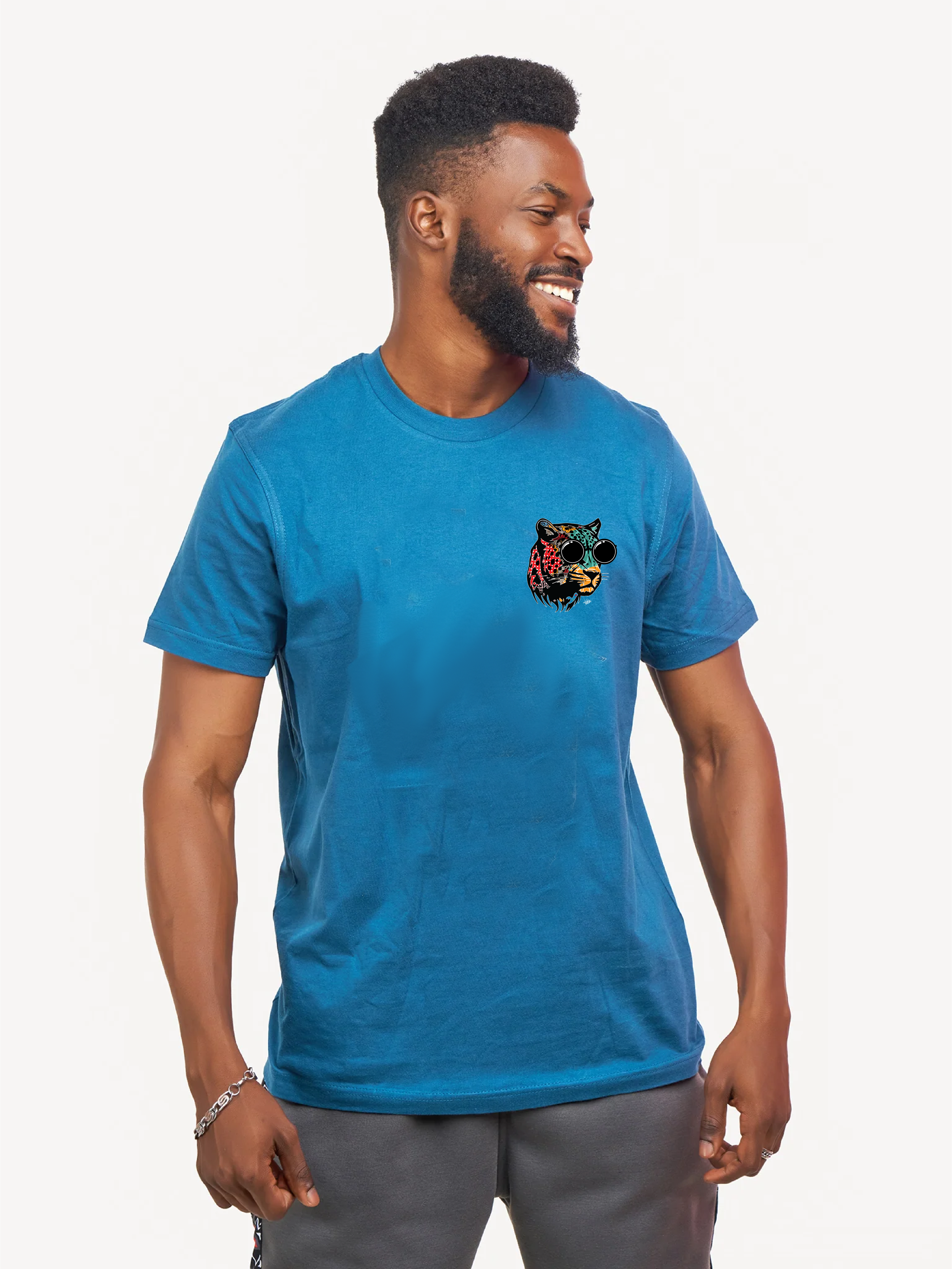 Kali Graphic Ts: Petrol Blue with Minimal Chui 2