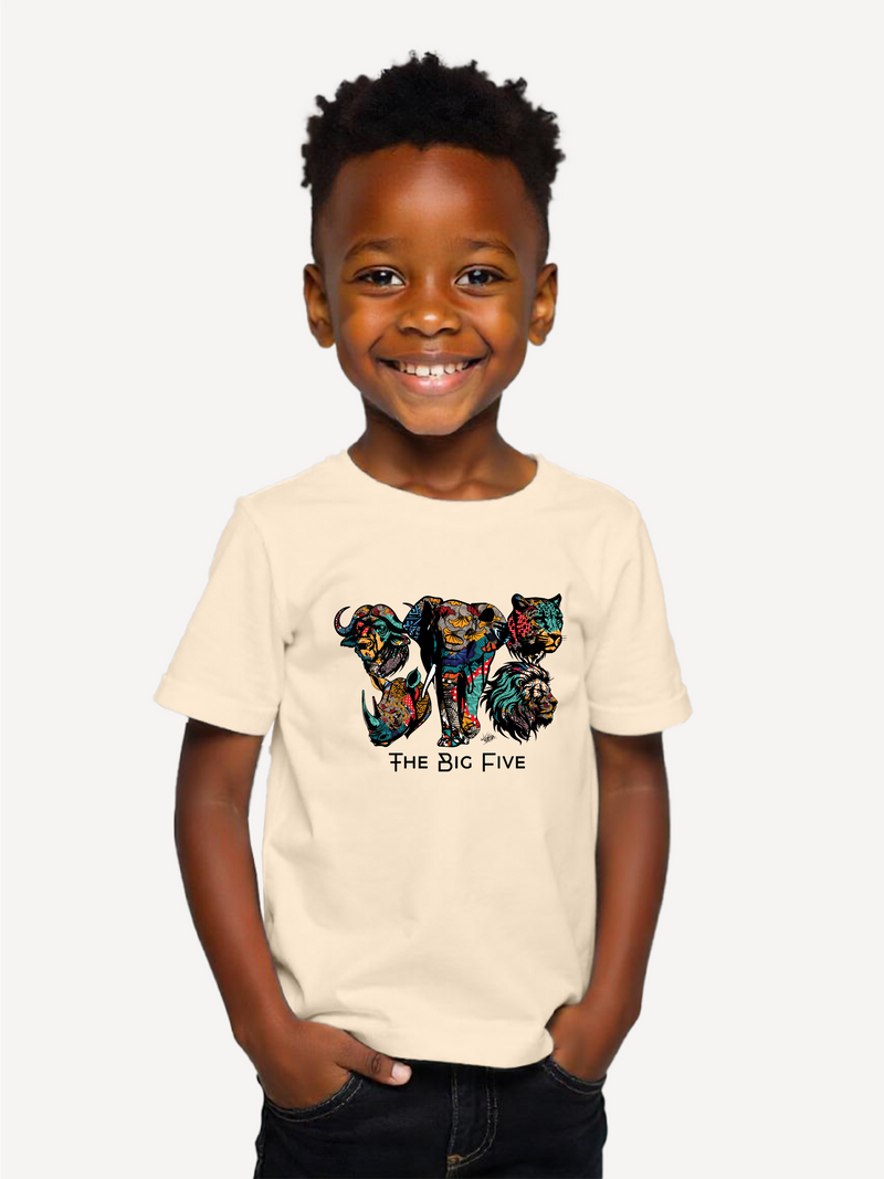 Kali Kids Ts: Beige With Big Five