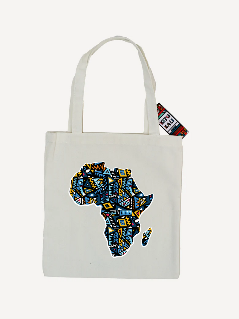 Graphic Tote Bags: White with Africa Map