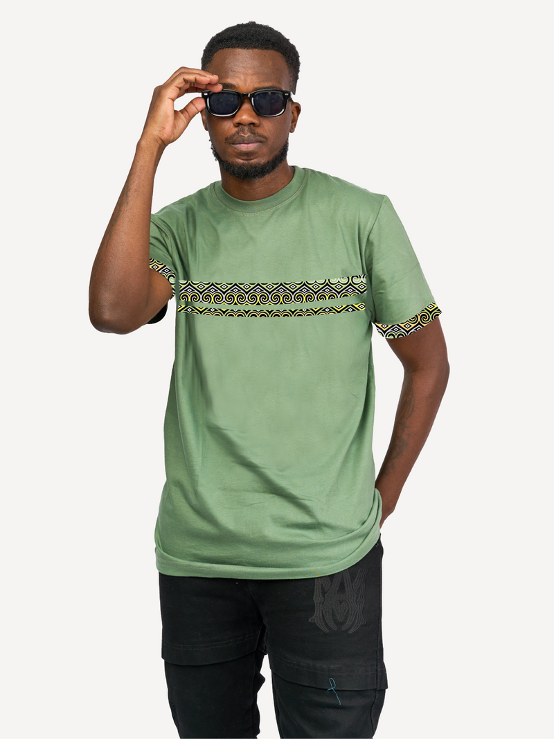 Kali Premium Ts: Olive Green with Spiral KK Double Strip