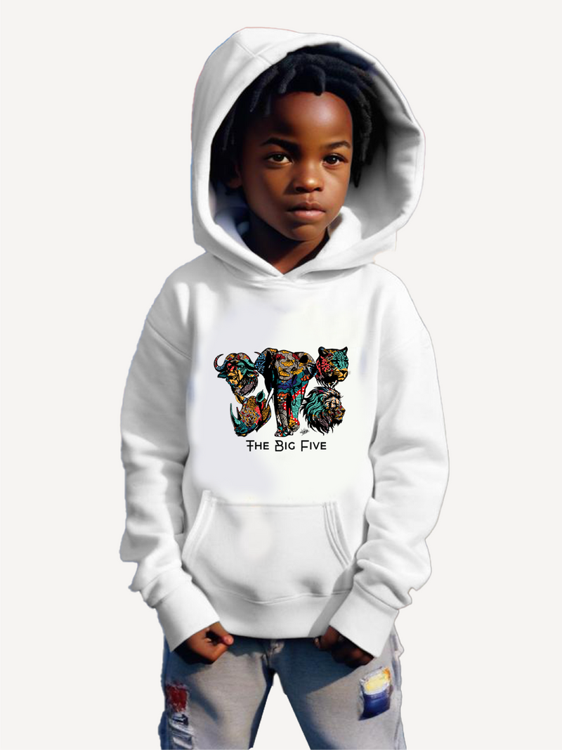 Kali Kids Graphic Hoodies: White with Big Five