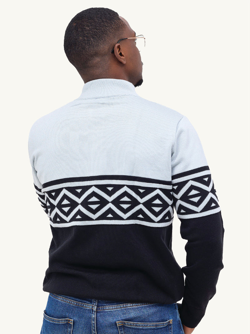 Kali Mens KnitWear: Half-Zip - Black & Grey