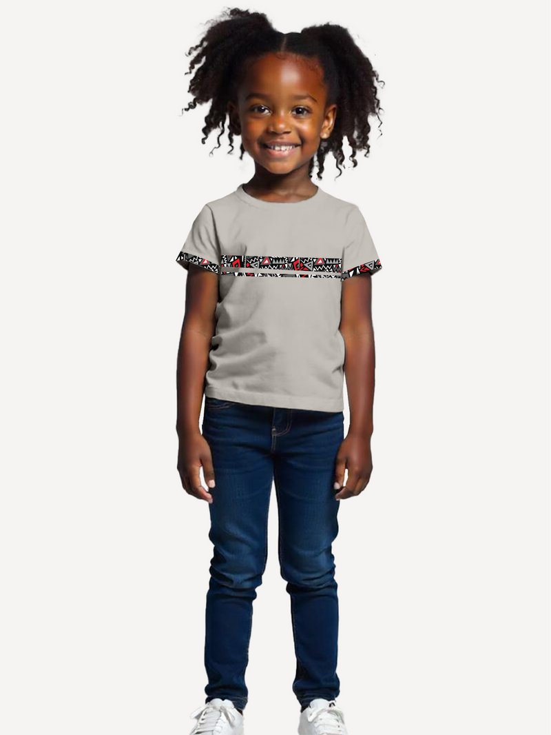 Kali Kids Premium Ts: Clay with Red & Grey Double Strip