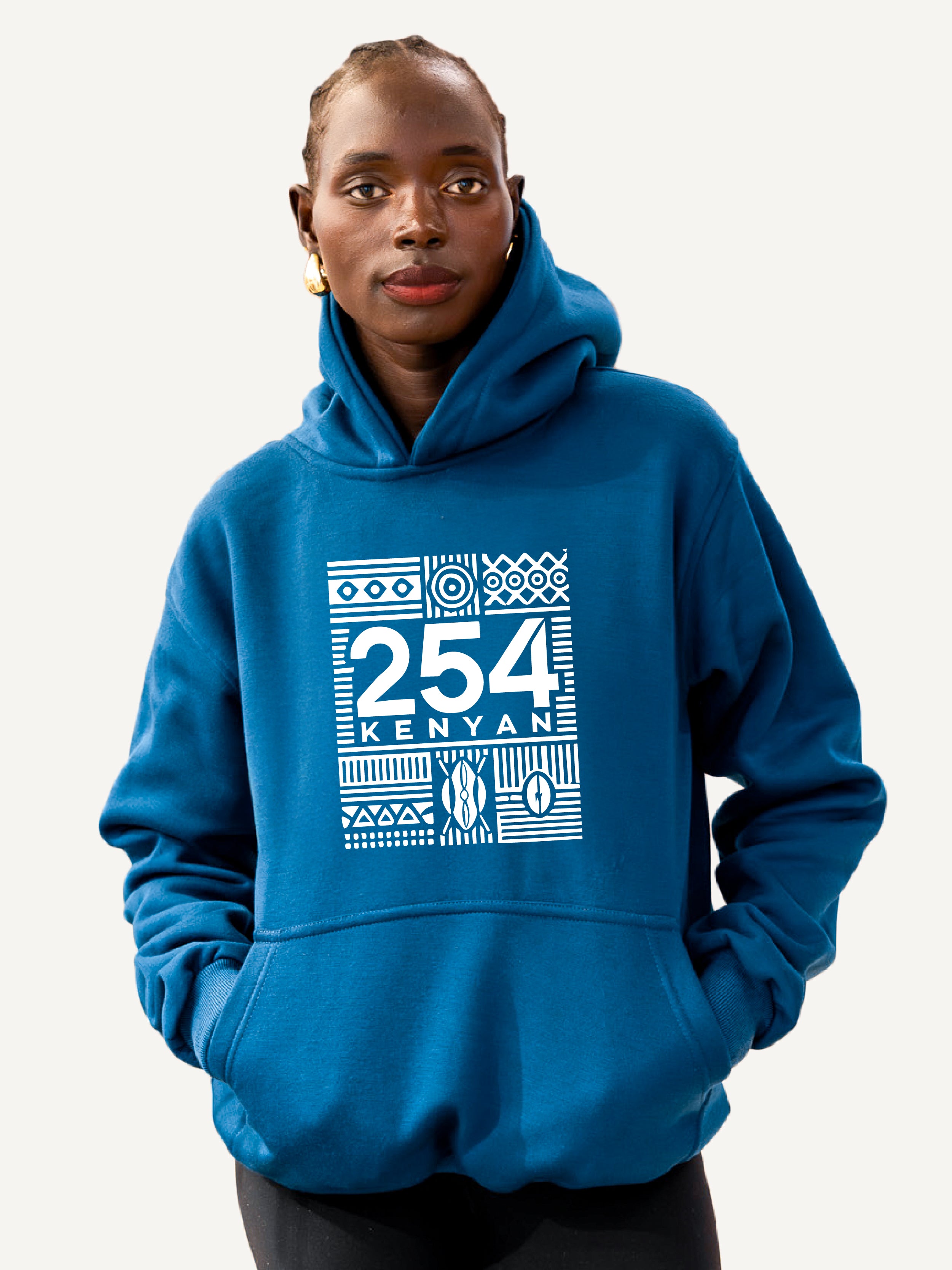 Kali Graphic Hoodies: Petrol Blue with 254