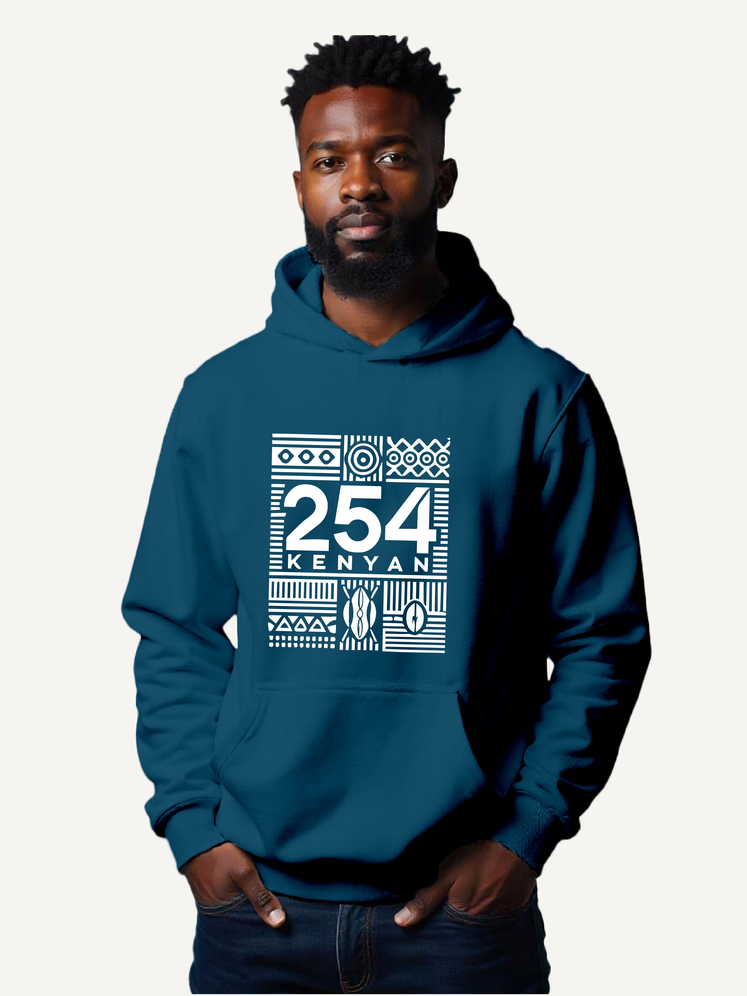 Kali Graphic Hoodies: Petrol Blue with 254