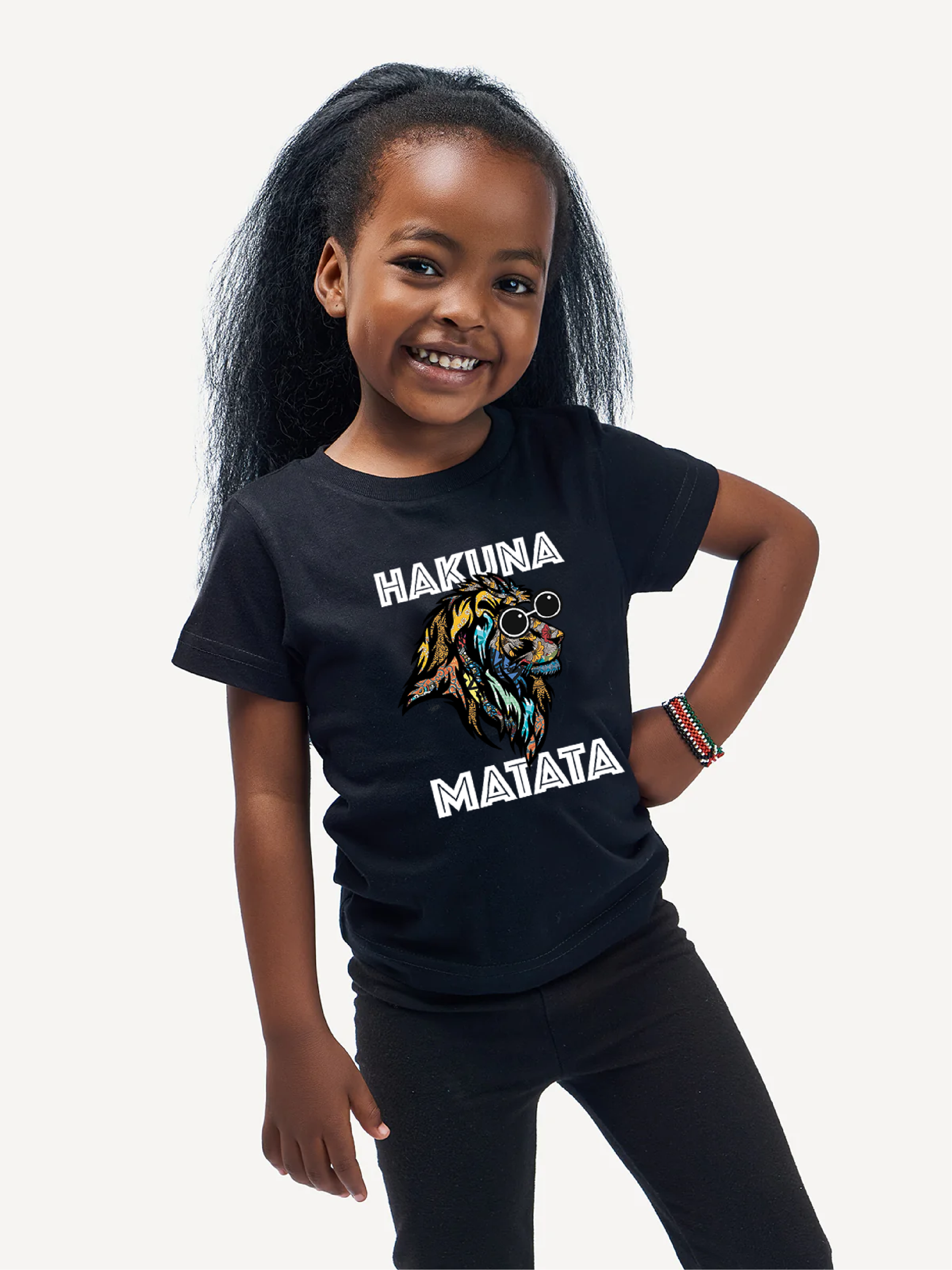 Kali Kids Ts: Black with Hakuna Matata Simba