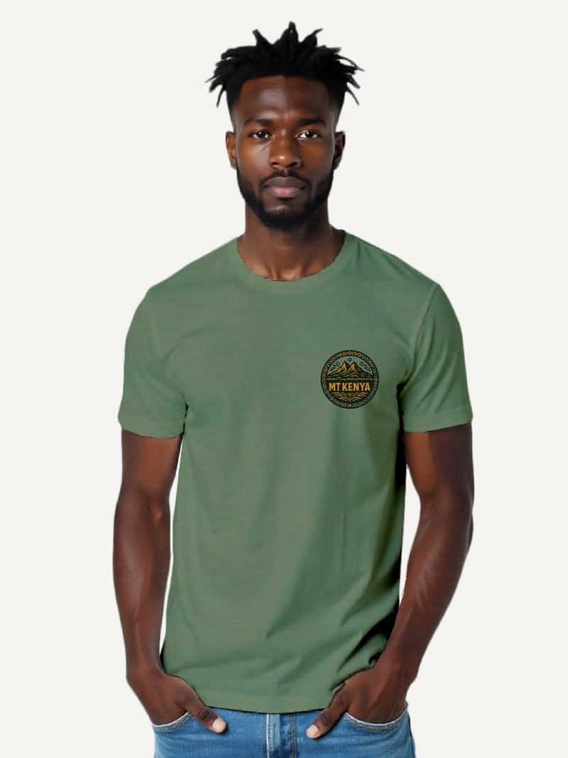Kali Graphic Ts: Olive Green with Minimal Mt. Kenya