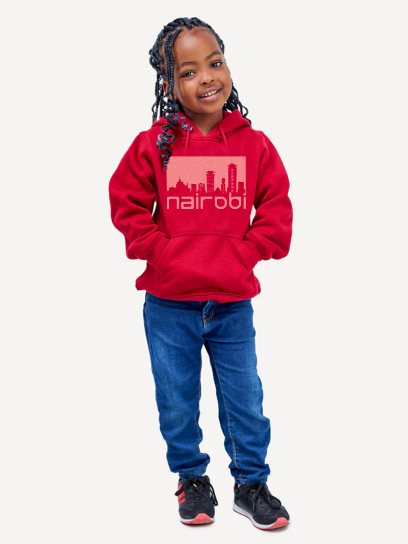 Kali Kids Graphic Hoodies: Cherry Red with Nairobi