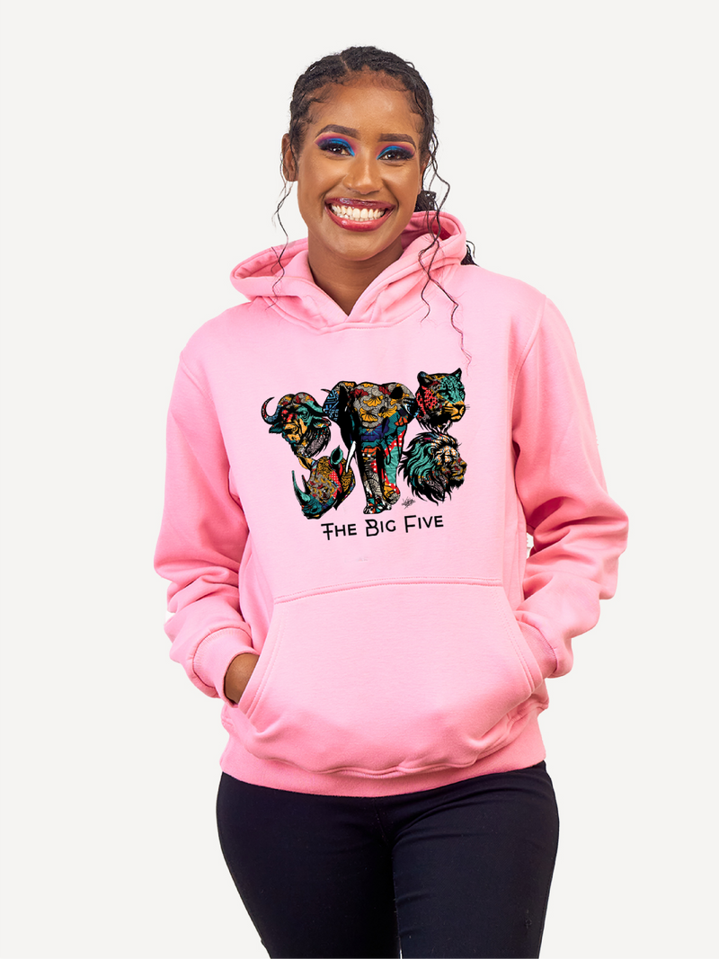 Graphic Hoodies: Baby Pink with Big Five