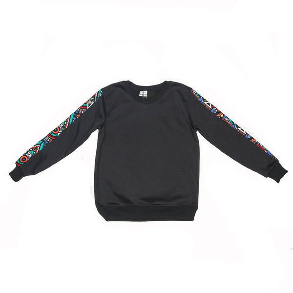 Kali Sweats: Top - Black with Blue Tribal