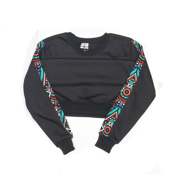 Kali Sweats: Top - Black with Blue Tribal