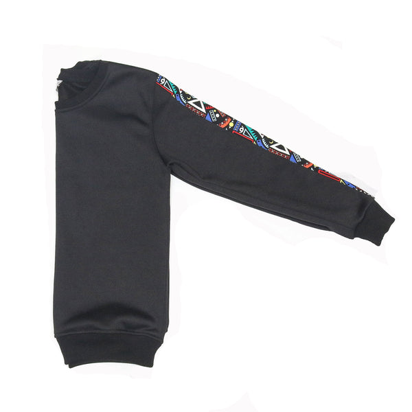 Kali Sweats: Top - Black with Blue Tribal