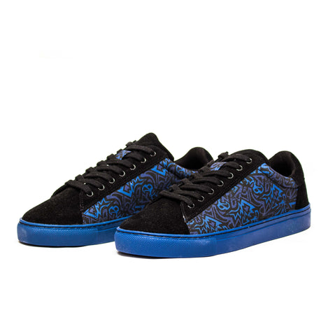 Kali Sneakers: Premium Black Suede with Purple KK Print