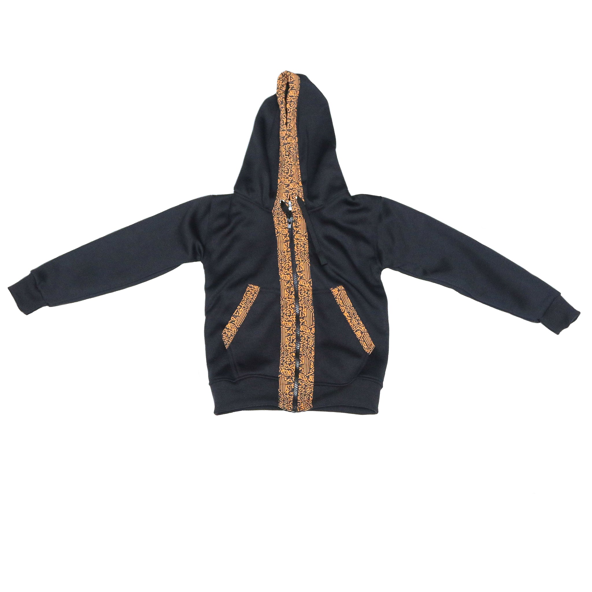 Kali Kids Zipper Hoodies: Black with Gold KK