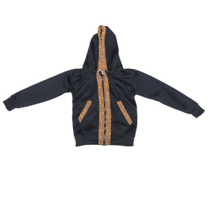 Kali Kids Zipper Hoodies: Black with Gold KK