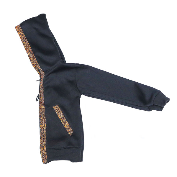 Kali Kids Zipper Hoodies: Black with Gold KK