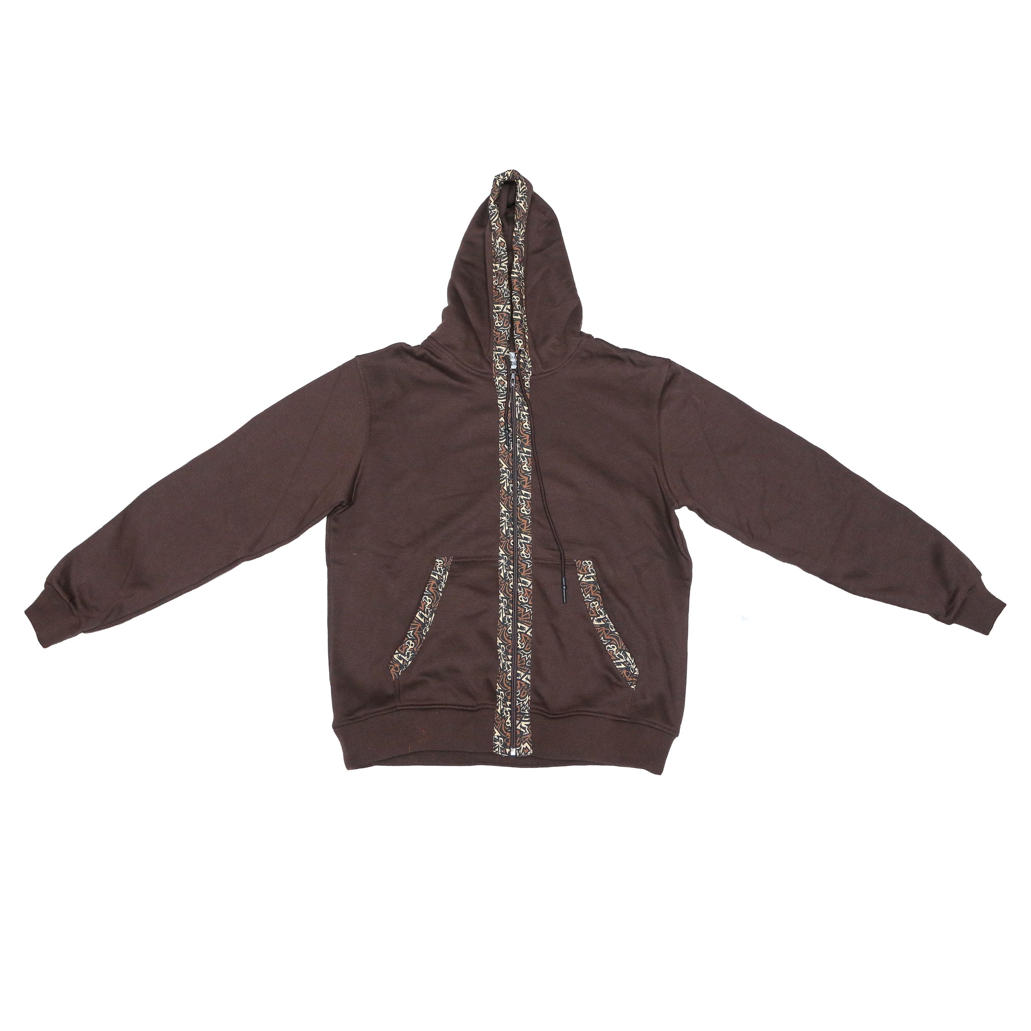 Kali Zipper Hoodies: Dark Brown with Brown KK
