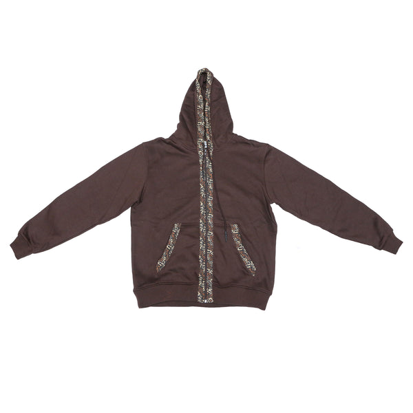 Kali Zipper Hoodies: Dark Brown with Brown KK
