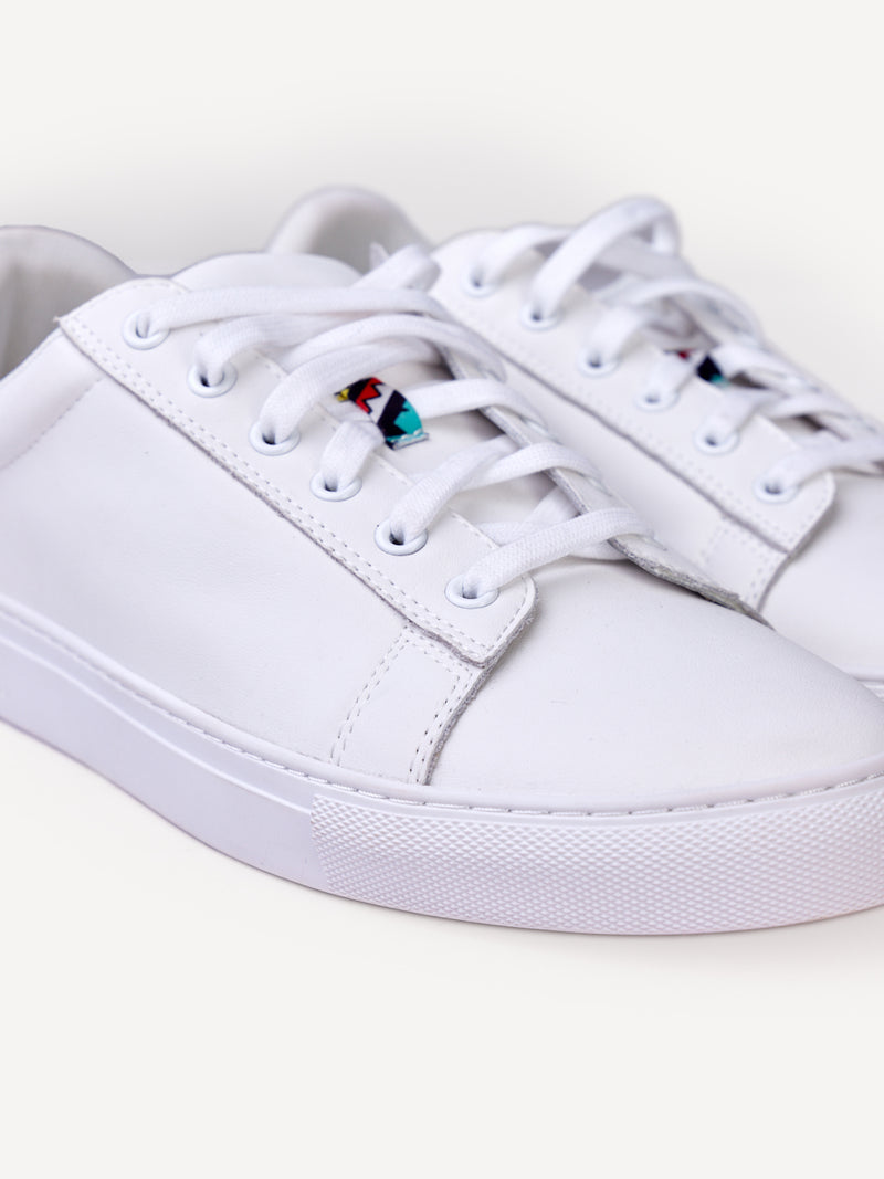 White leather with Blue Tribal (Subtle)