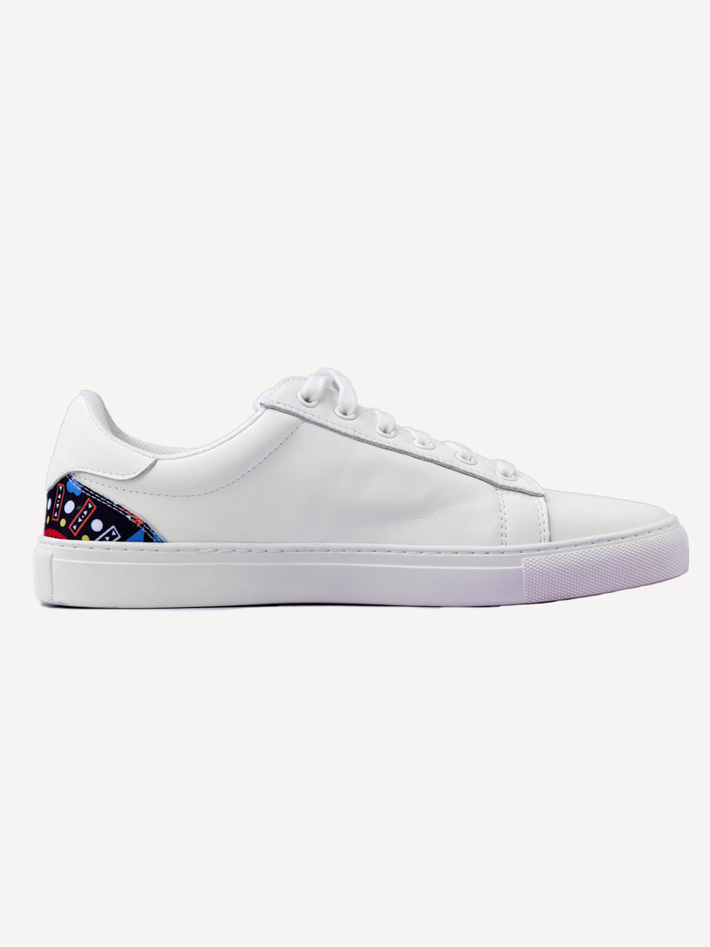 White leather with Blue Tribal (Subtle)