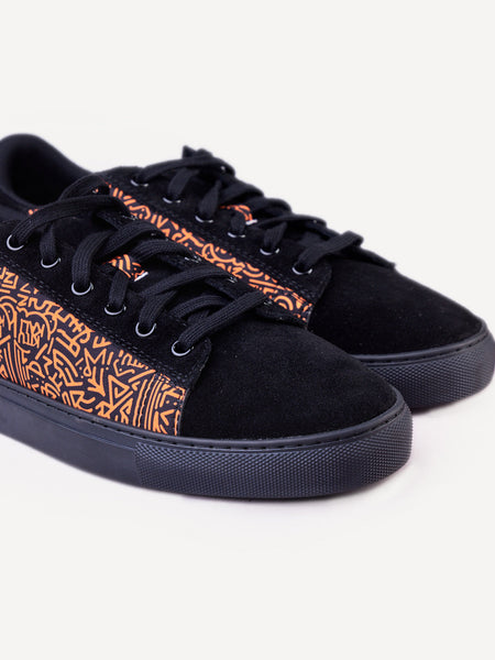 Black Suede with Gold KK Print (Vibrant)