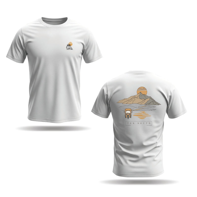 Kali Graphic Ts: White with Mountains & Mirages