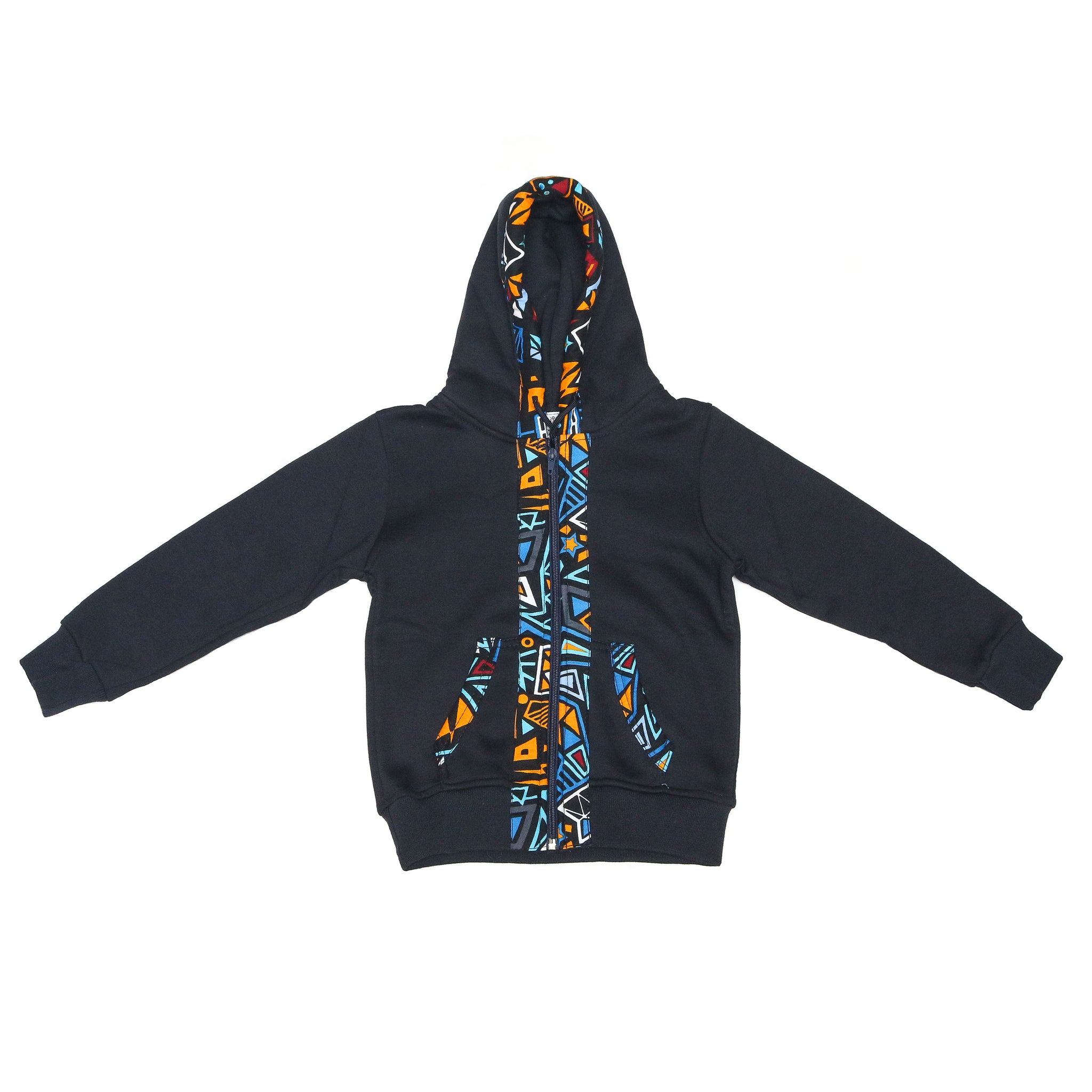 Kali Kids Zipper Hoodies: Navy with Bara
