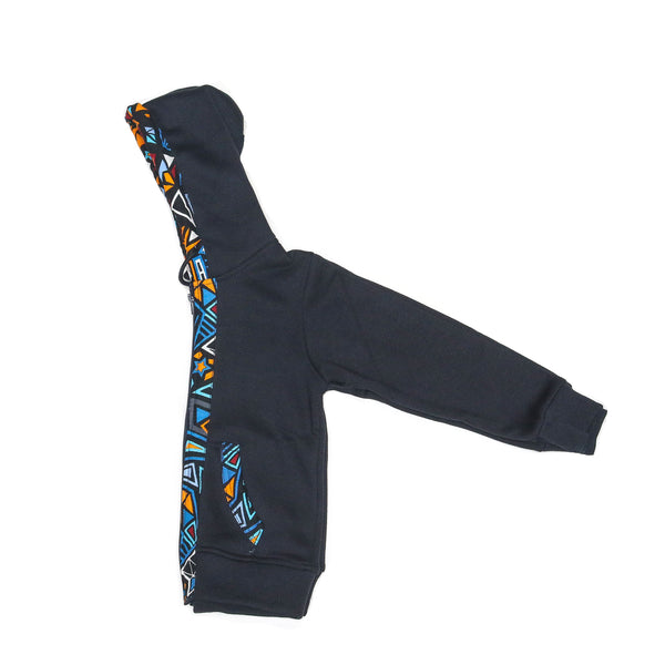 Kali Kids Zipper Hoodies: Navy with Bara