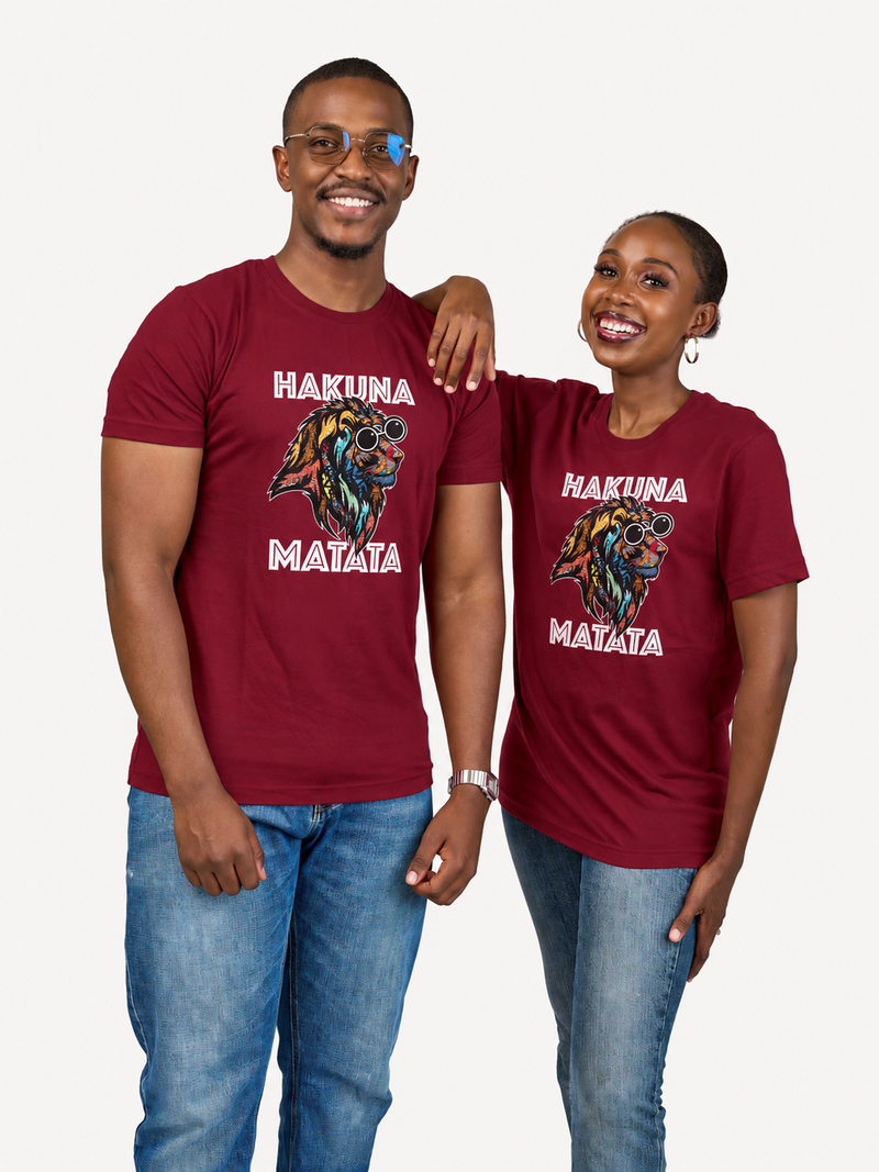 Kali Graphic Ts: Burgundy with Hakuna Matata Simba
