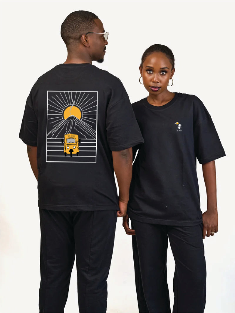 Kali Oversize Ts: Black with Mt. Lengai