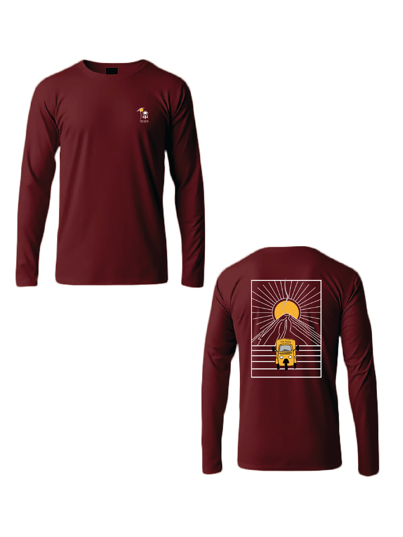 Kali Long-Sleeve Graphic Ts: Burgundy with Mt. Lengai