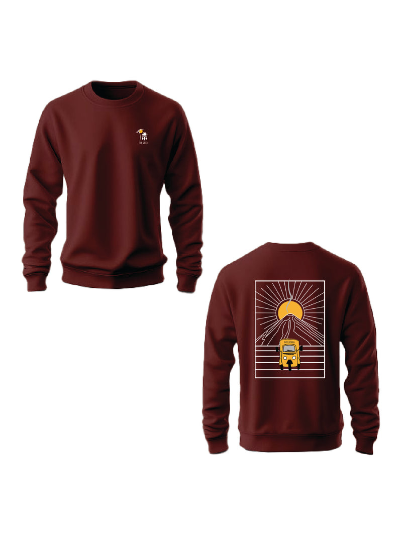 Kali Graphic Sweats: Top - Maroon with Mt. Lengai