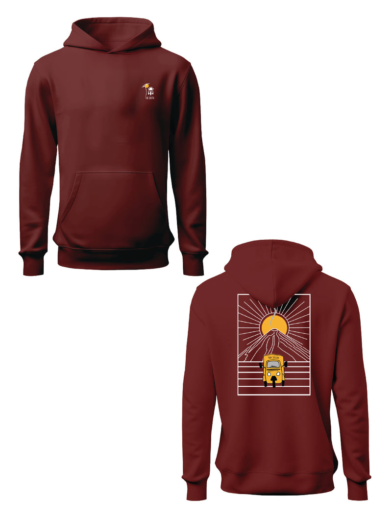 Kali Graphic Hoodies: Maroon with Mt. Lengai