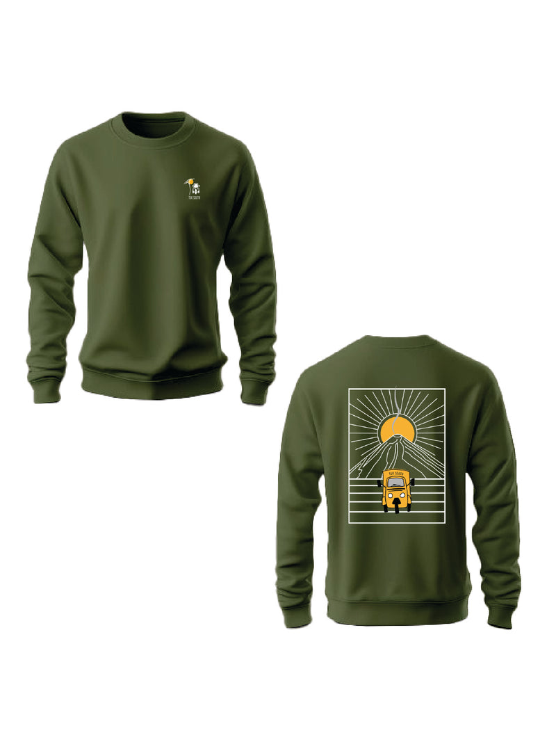 Kali Graphic Sweats: Top - Jungle Green with Mt. Lengai