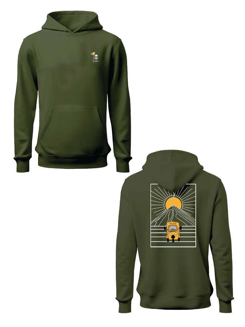 Kali Graphic Hoodies: Jungle Green with Mt. Lengai