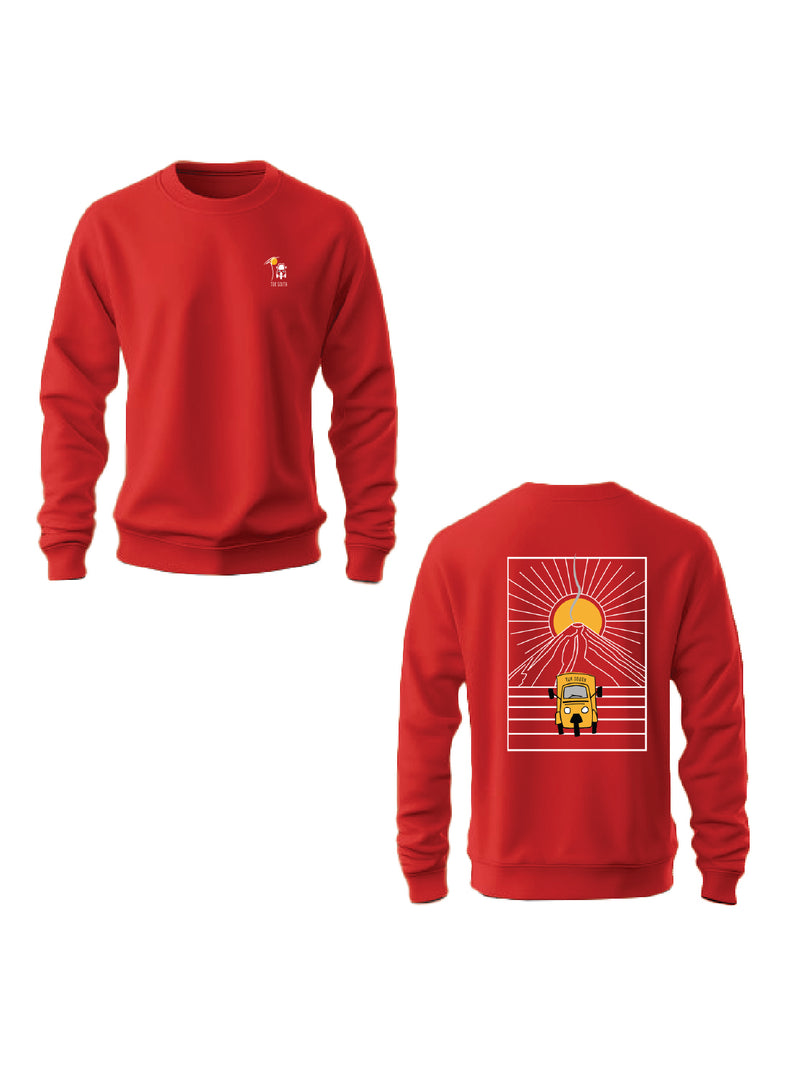 Kali Graphic Sweats: Top - Red with Mt. Lengai