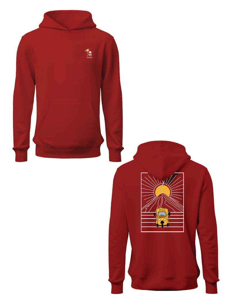 Kali Graphic Hoodies: Red with Mt. Lengai