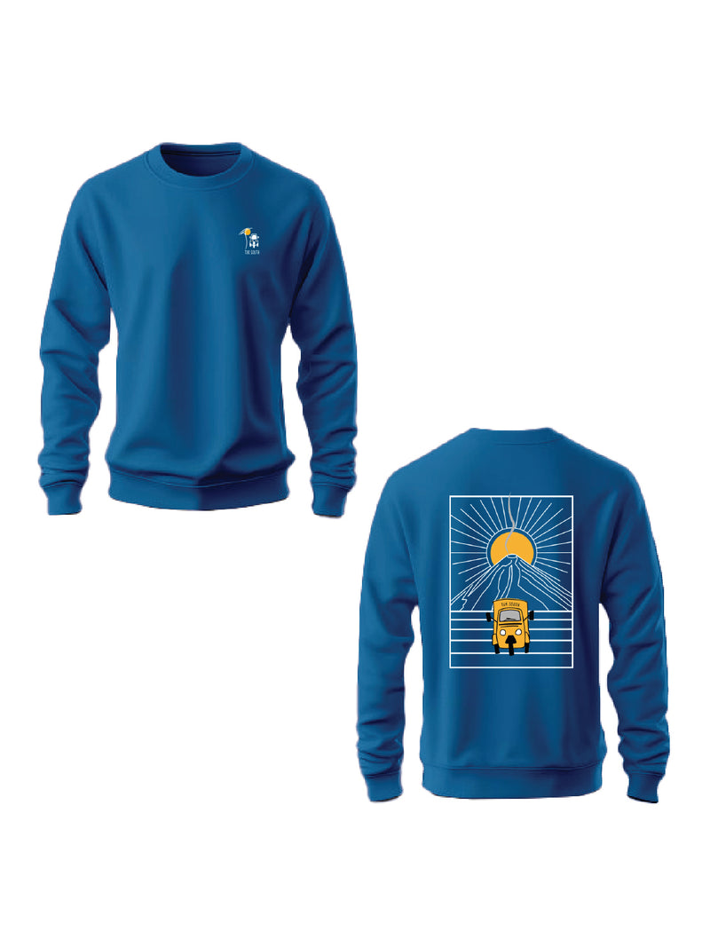 Kali Graphic Sweats: Top - Petrol Blue with Mt. Lengai