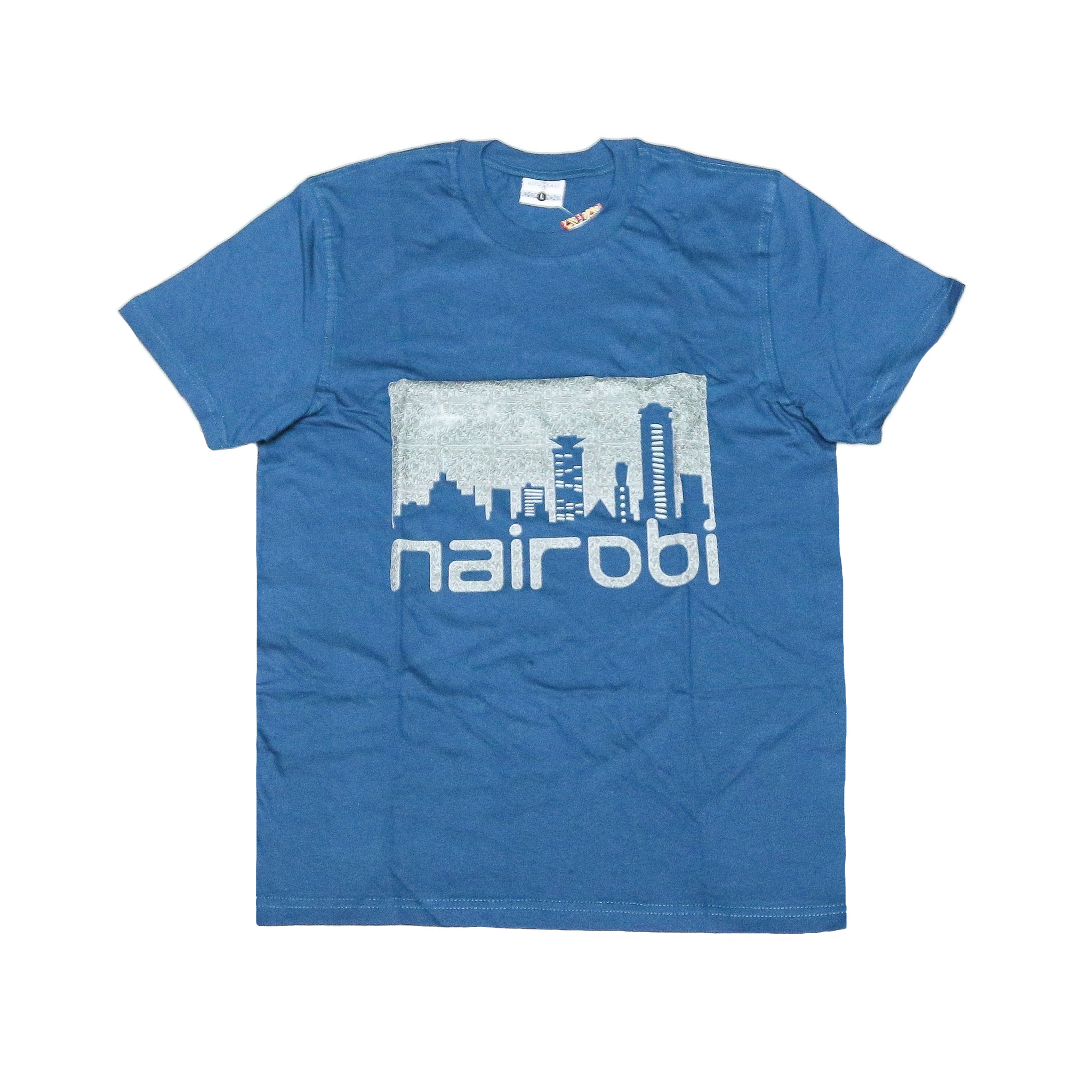 Kali Graphic Ts: Petrol Blue with Nairobi