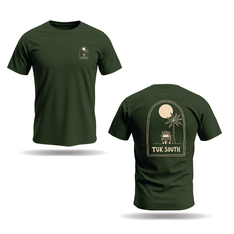 Kali Graphic Ts: Pine Green with Slow Livin