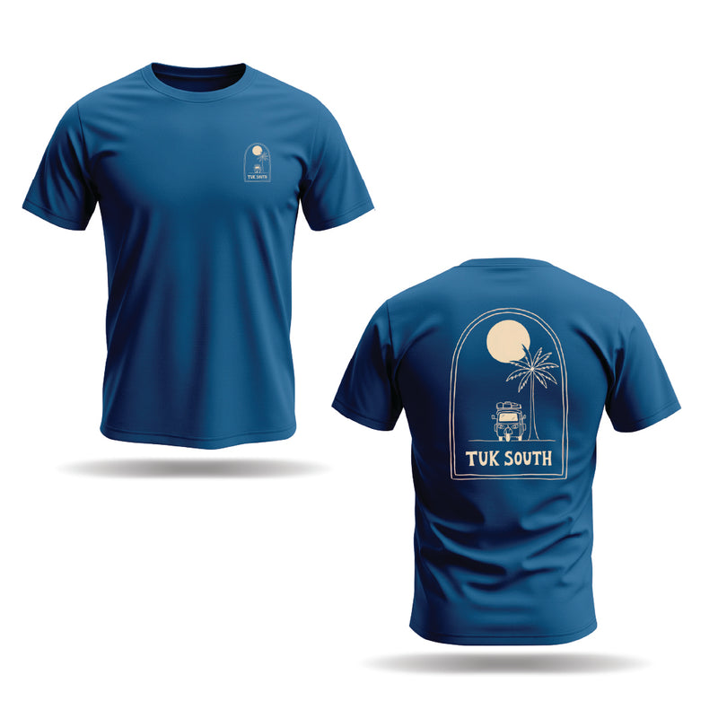 Kali Graphic Ts: Petrol Blue with Slow Livin