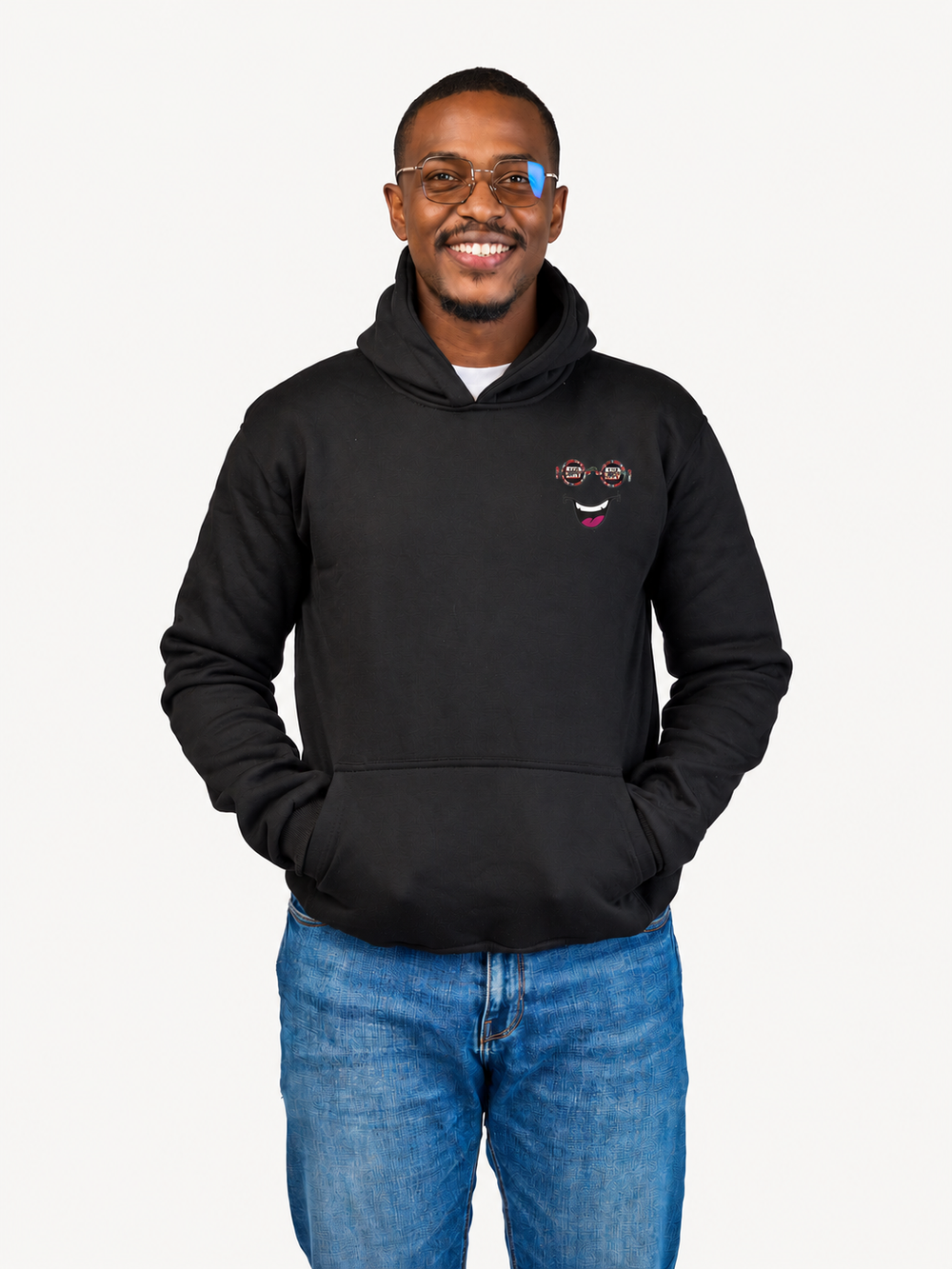 Kali Clearance B/F26 Hoodies: Black with Minimal Smile KK