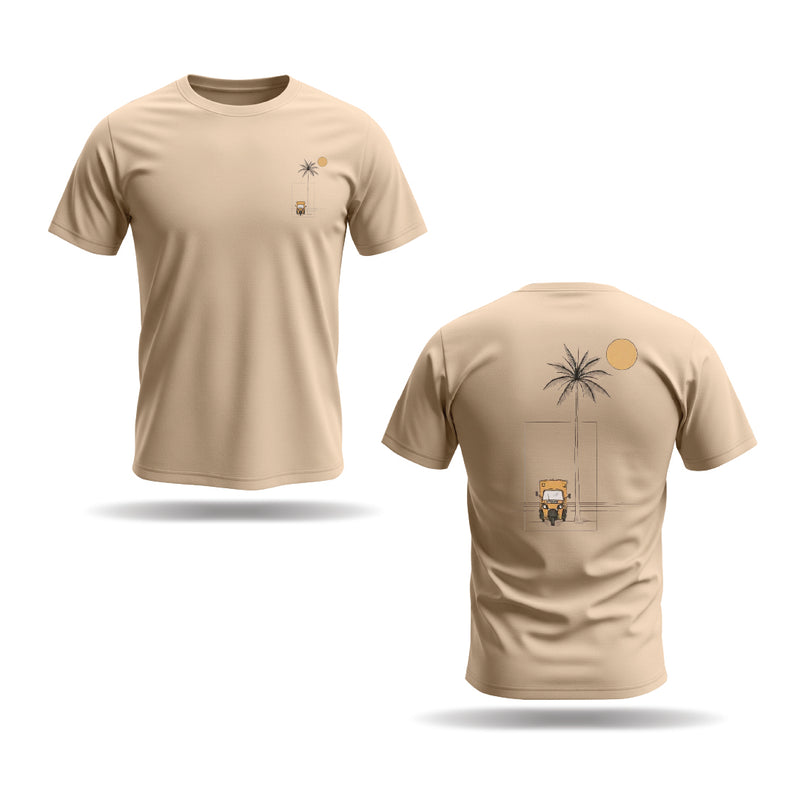 Kali Graphic Ts: Beige with The Geometry of Palms