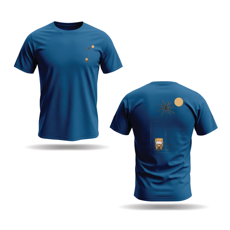 Kali Graphic Ts: Petrol Blue with The Geometry of Palms