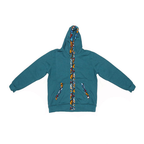 Kali Zipper Hoodies: Ocean Green with Bara