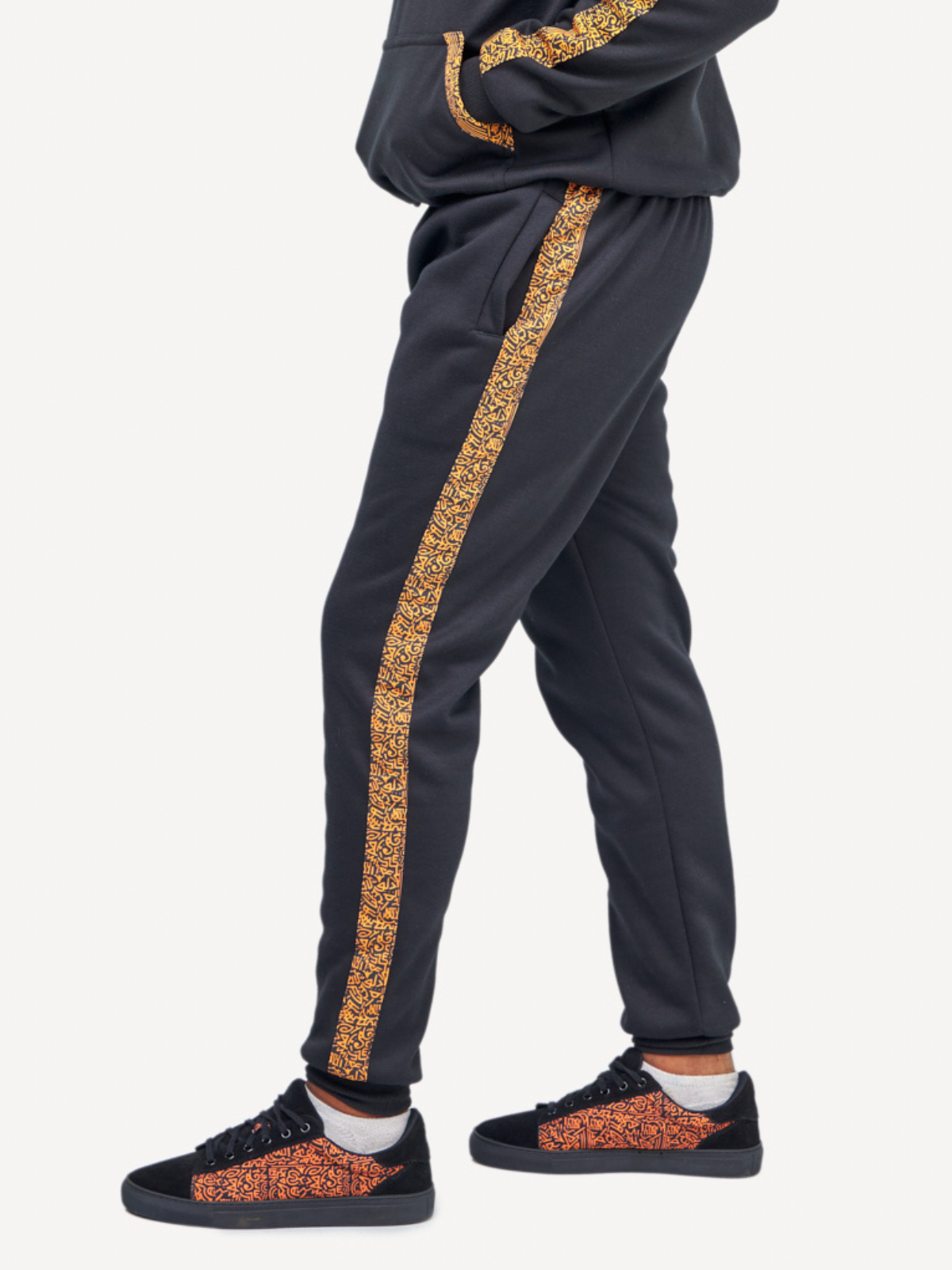 Kali Sweats: Pants - Black with Gold KK Print