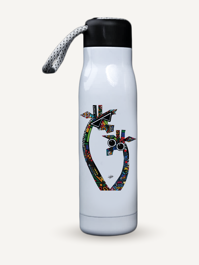 Kali String Water Bottles: White with Twiga