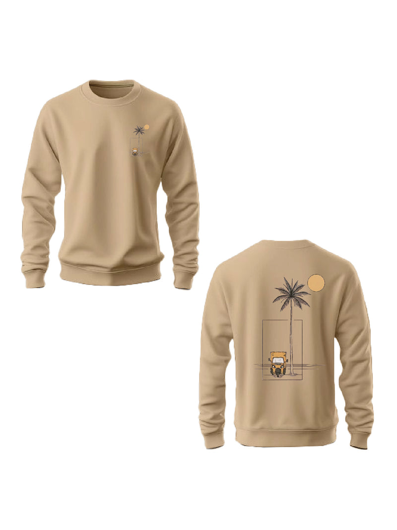 Kali Graphic Sweats: Top - Beige with Geometry of Palms